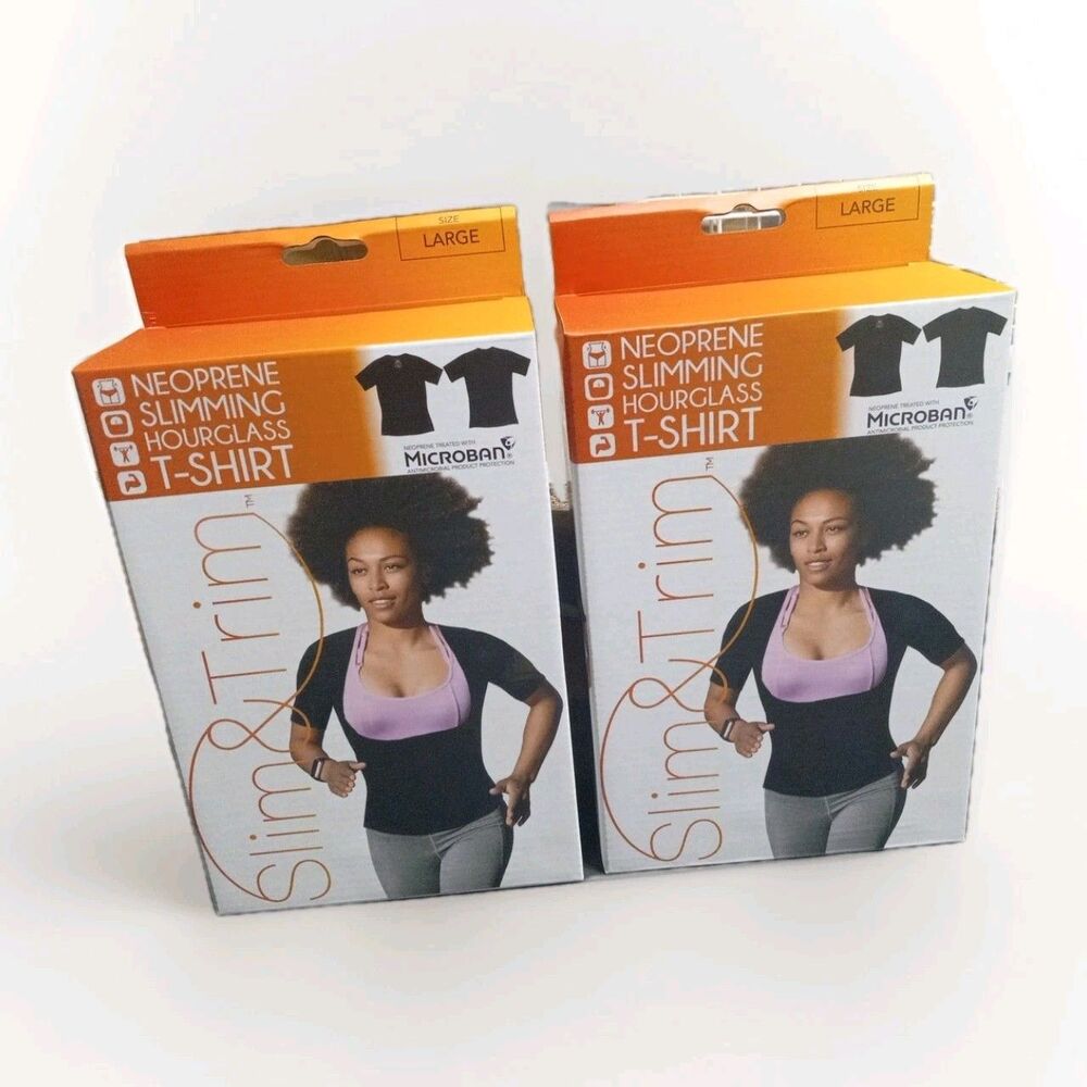 Set of 2 - Neoprene Slimming Slim & Trim T-Shirt Women’s Large Exercise Workout